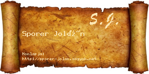 Sporer Jolán névjegykártya